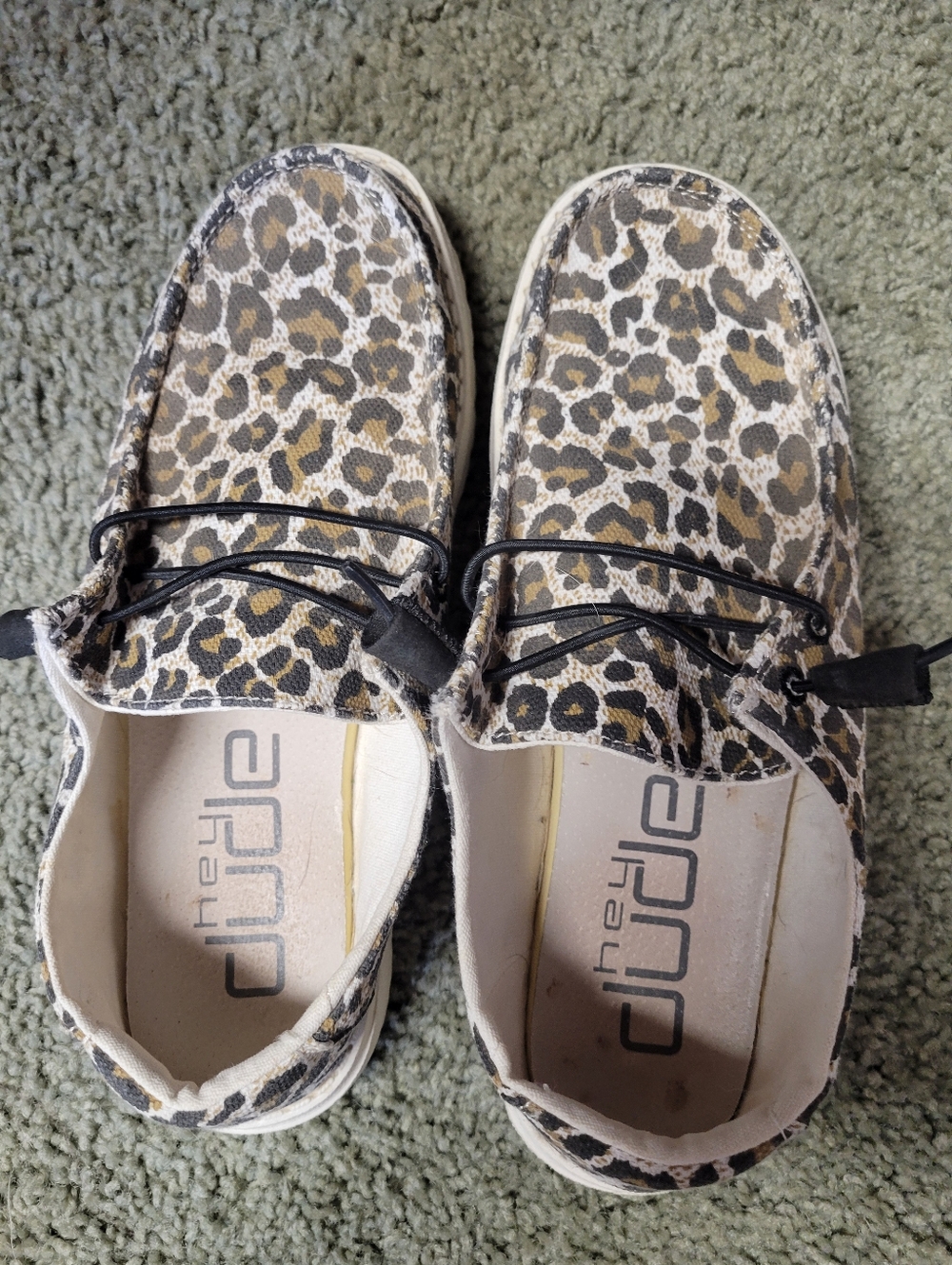 Hey Dude Womans  Leopard Print Slip-On Sneakers in Beige, Black and Brown